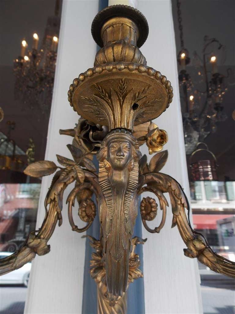 Pair of French Gilt Bronze Three Arm Sconces For Sale 5