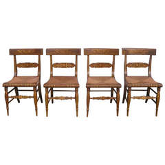 Antique Set of Four American Fancy Chairs with Rush Seats, Circa 1815