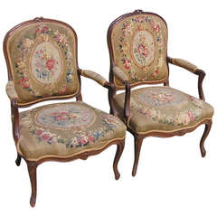 Pair of French Louis XVI Walnut Armchairs, Circa 1770 7