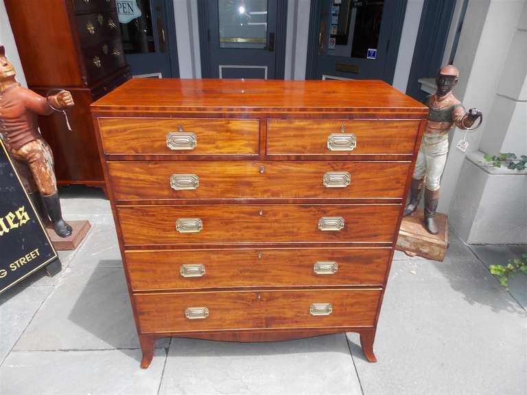 American Hepplewhite Mahogany Graduated Chest of Drawers. Circa 1810 In Excellent Condition In Hollywood, SC