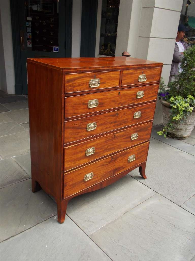 19th Century American Hepplewhite Mahogany Graduated Chest of Drawers. Circa 1810