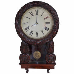 American Cuban Mahogany Decorative Wall Clock, Circa 1825
