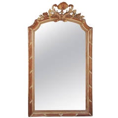 French Gilt Carved Wood and Red Lacquer Wall Mirror, Circa 1820 4