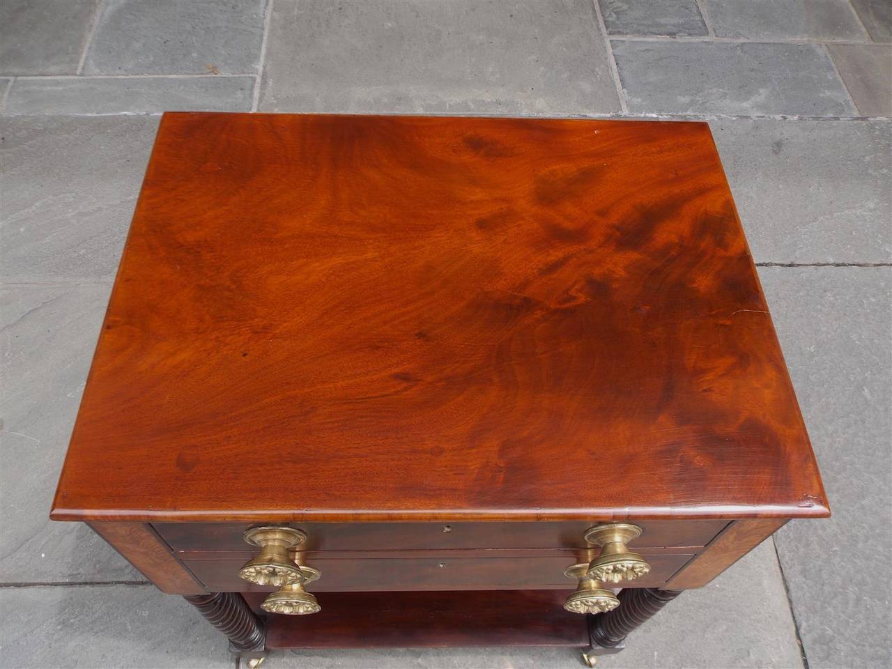 Early 19th Century American Mahogany and Satinwood Inlaid Side Table. Circa 1820