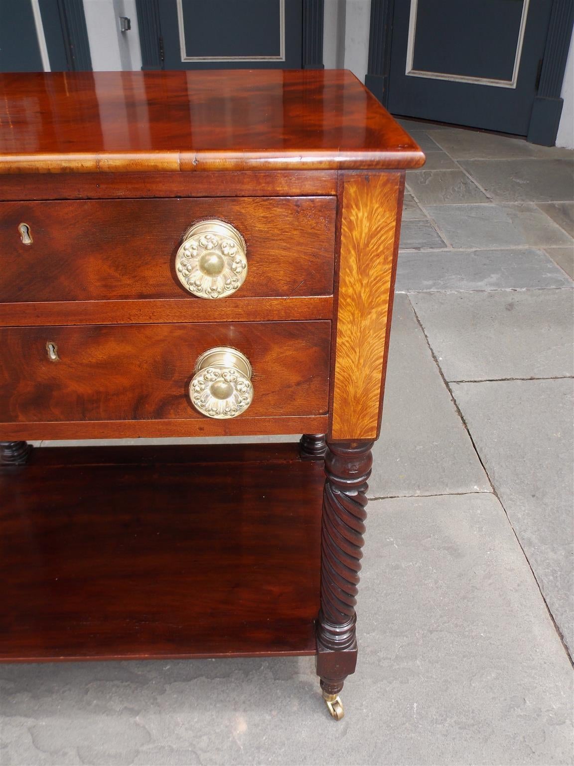 American Mahogany and Satinwood Inlaid Side Table. Circa 1820 3