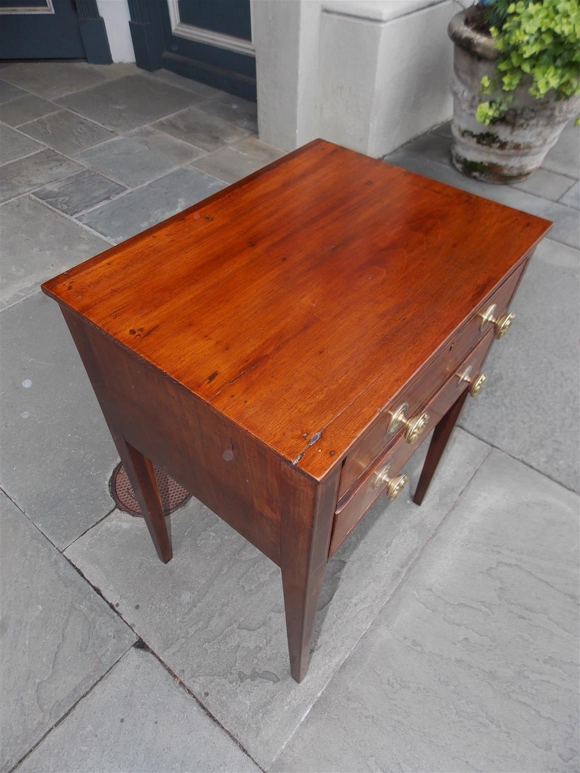 Early 19th Century Charleston Mahogany Inlaid Two-Drawer Side Table, Circa 1800