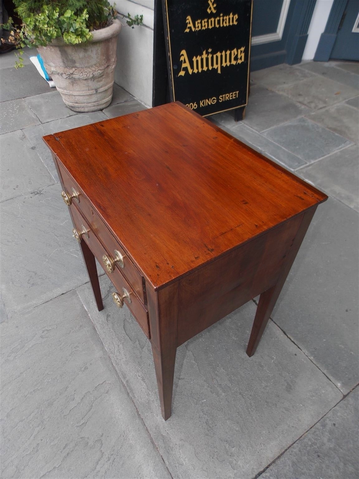Charleston Mahogany Inlaid Two-Drawer Side Table, Circa 1800 1