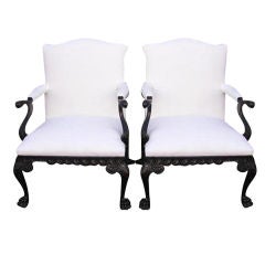 Antique Pair of Irish Library Arm Chairs. 18th Century