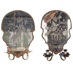 Pair of Venetian Two Arm Mirrored Sconces