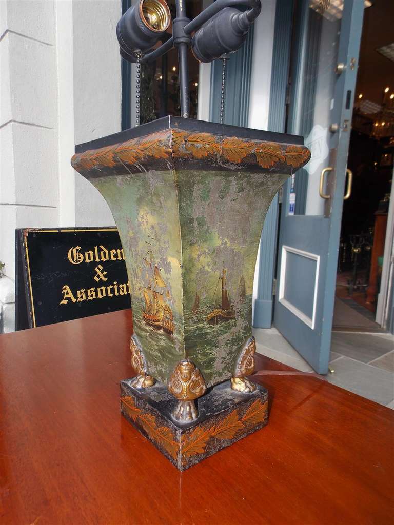 19th Century English Tole Nautical Table Lamp. Circa 1870