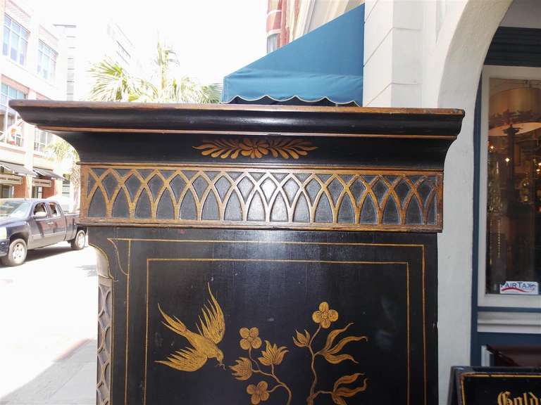 19th Century English Chippendale Chinoiserie Chest on Chest.  Circa 1830