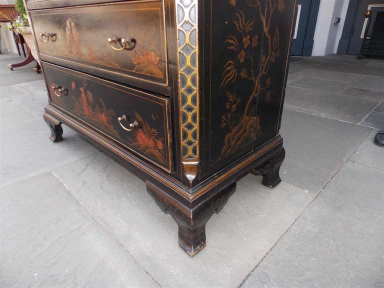 English Chippendale Chinoiserie Chest on Chest.  Circa 1830 3