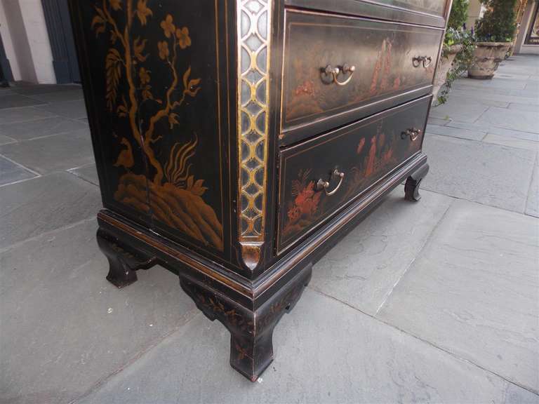 English Chippendale Chinoiserie Chest on Chest.  Circa 1830 4