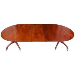 English Mahogany Double Pedestal Dining Table, Circa 1800