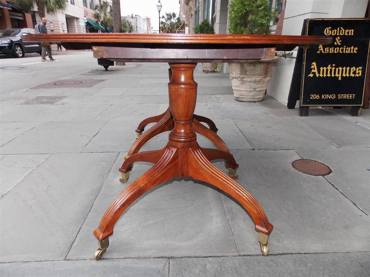English Mahogany Double Pedestal Dining Table, Circa 1800 1
