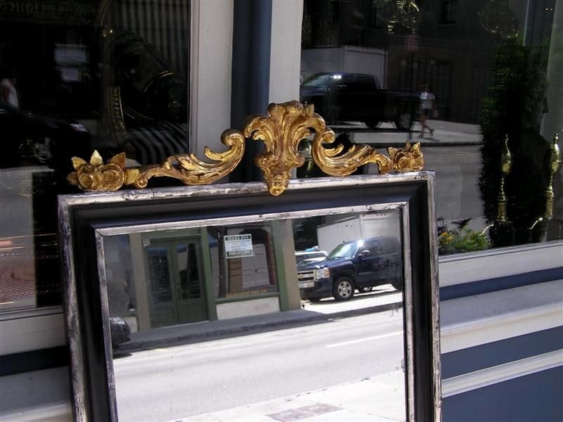 Louis Philippe French Regency Carved Wood & Gilt Painted Wall Mirror. Circa 1810