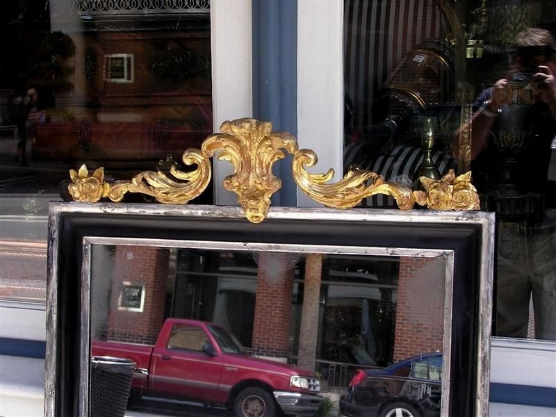 French Regency Carved Wood & Gilt Painted Wall Mirror. Circa 1810 In Excellent Condition In Hollywood, SC