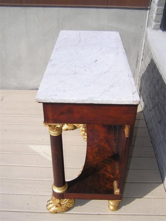 American Mahogany Gilt & Marble Top Cornucopia Pier Table.  Circa 1810 For Sale 1