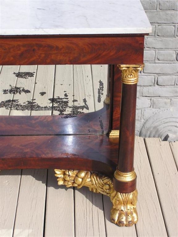 American Mahogany Gilt & Marble Top Cornucopia Pier Table.  Circa 1810 For Sale 2