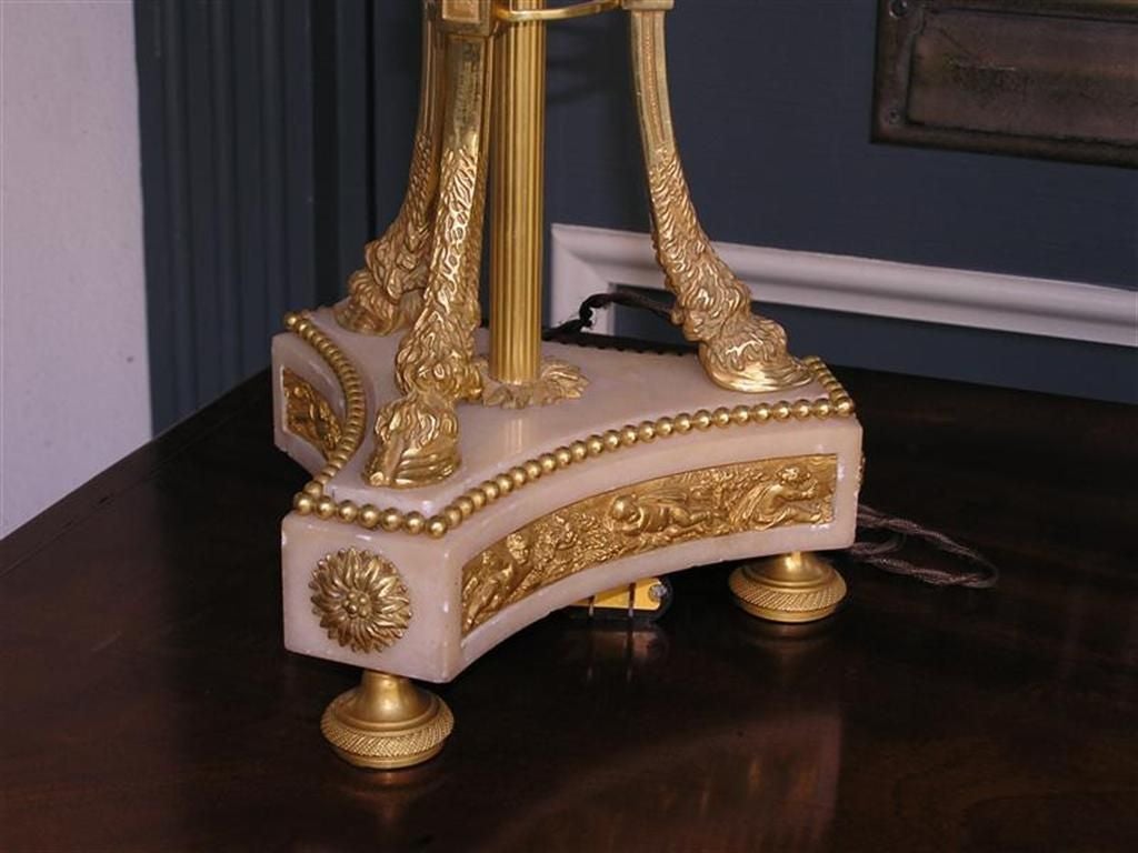 Pair of French Cassolettes Marble and Ormolu Bronze Table Lamps.  Circa 1810 For Sale 1