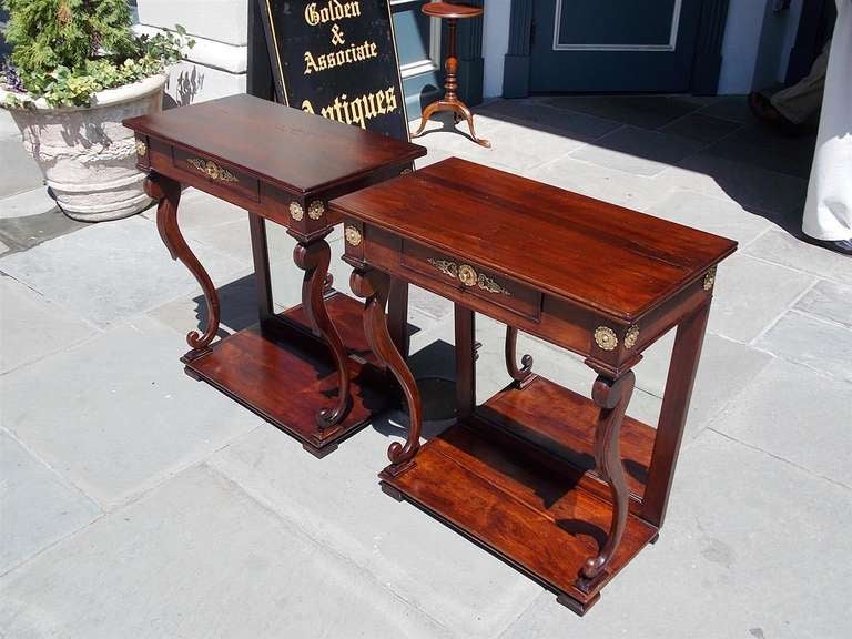 Pair of English Regency Mahogany Consoles, Circa 1790 In Excellent Condition In Hollywood, SC