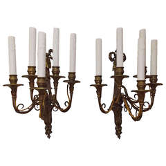 Pair of French Gilt Bronze Five-Arm Sconces, Circa 1820 5