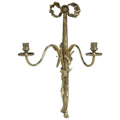 French Brass Two Arm Floral Sconce, Circa 1840
