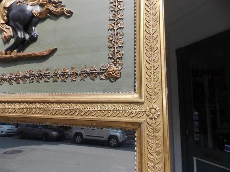French Painted and Gilt Trumeau Mirror.  Circa 1780 For Sale 2