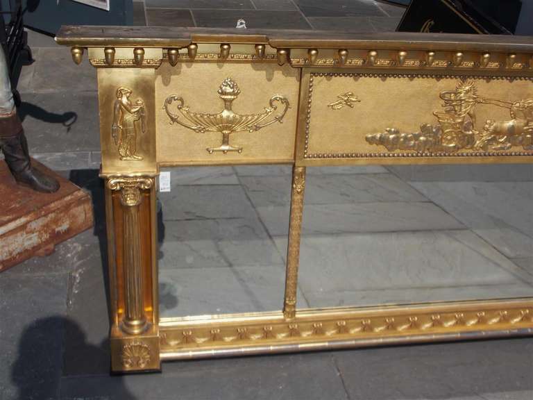 English Adam Gilt Over Mantel Mirror. Circa 1820 In Excellent Condition For Sale In Hollywood, SC