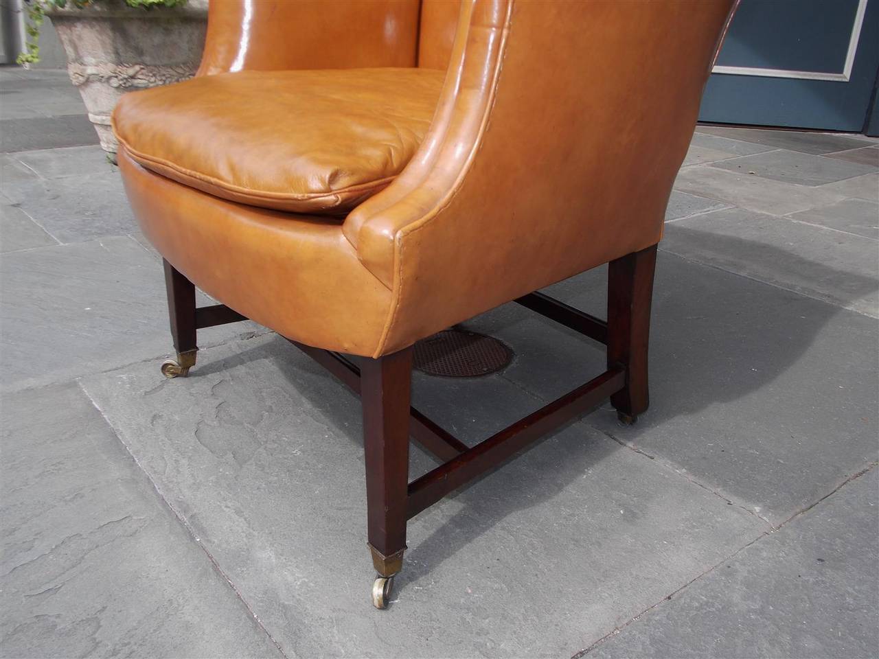 English Mahogany Leather Wing Back Chair, Circa 1780 2