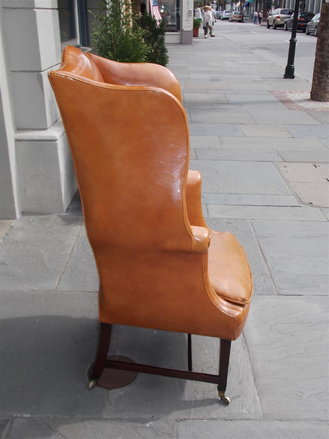 English Mahogany Leather Wing Back Chair, Circa 1780 4