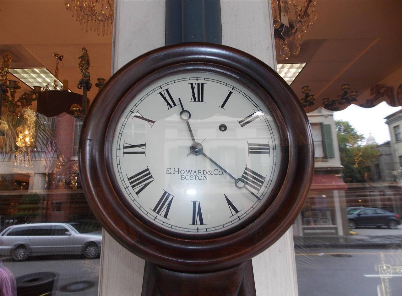 American Empire American Mahogany and Églomisé Banjo Clock, E. Howard, Boston # 5, Circa 1860 For Sale