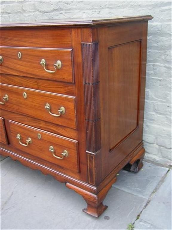 Cast English Mahogany Hinged Top Inlaid Mule Chest . Circa 1780 For Sale