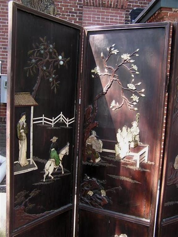 Chinese Four  Panel  Coromandel Screen In Excellent Condition In Hollywood, SC