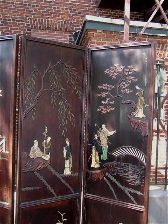 19th Century Chinese Four  Panel  Coromandel Screen