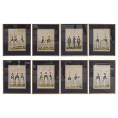 Set of Eight Prussian Hand Colored Framed Military Lithographs, Circa 1820