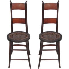 Antique Pair of American Elm Child Discipline Chairs. Circa 1800
