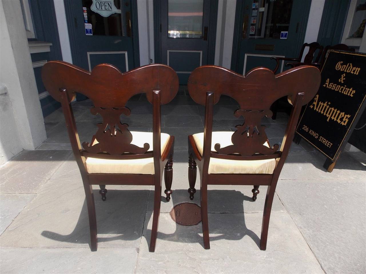 Pair of Caribbean Mahogany Carved Side Chairs, Circa 1830 2