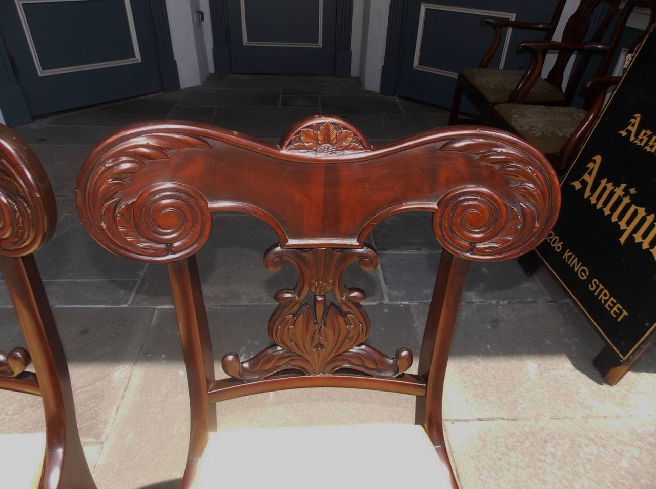 Pair of Caribbean Mahogany Carved Side Chairs, Circa 1830 In Excellent Condition In Hollywood, SC