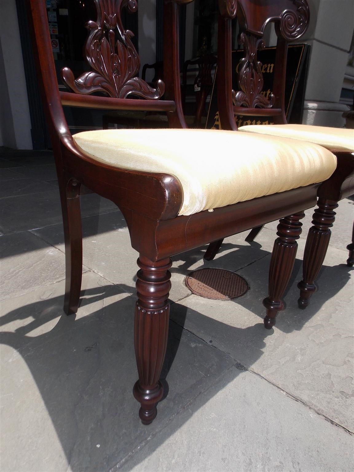 Mid-19th Century Pair of Caribbean Mahogany Carved Side Chairs, Circa 1830