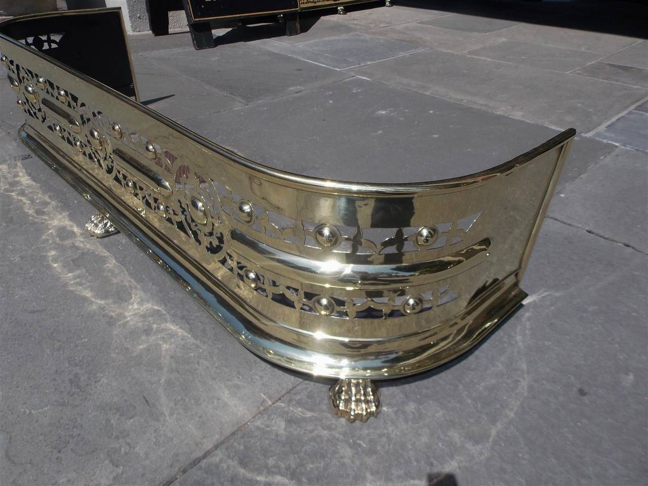 Early 19th Century English Regency Hand Chased Brass Fire Fender, Circa 1810 For Sale