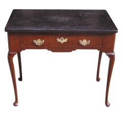 English Mahogany Queen Anne One Drawer Marble Top Mixing Table . Circa 1740