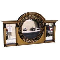 English Eglomise & Figural Gilt Convex Over Mantel Mirror. Signed J.C. Circa 18