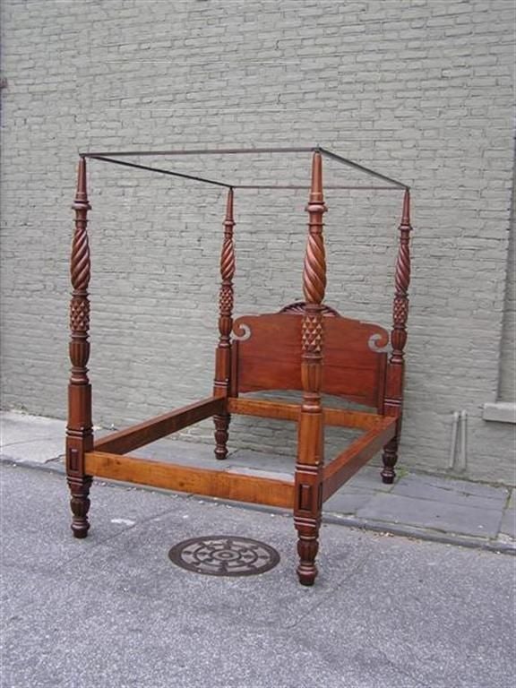 Early 19th Century Barbados Mahogany Four Poster Sunburst Tester Bed. Circa 1820