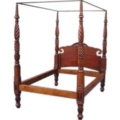 Barbados Mahogany Four Poster Sunburst Tester Bed. Circa 1820 4