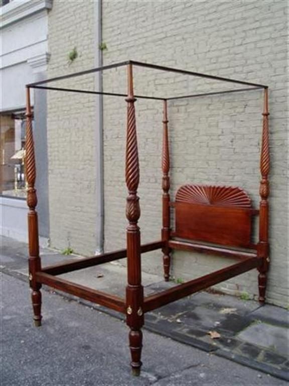 19th Century American Mahogany Four Poster  Bed