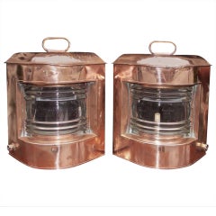 Antique Pair of English Copper Ship Lanterns by Meteorite, Circa 1900