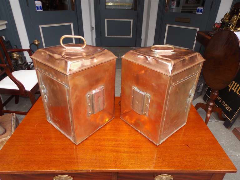 Pair of English Copper Ship Lanterns by Meteorite, Circa 1900 In Excellent Condition In Hollywood, SC