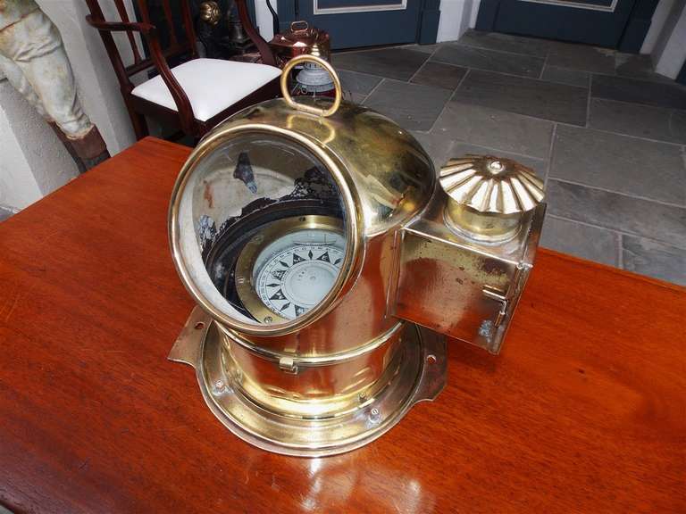 Brass Italian Yacht Binnacle by M. Salimieri of Genoa, 19th Century In Excellent Condition For Sale In Hollywood, SC