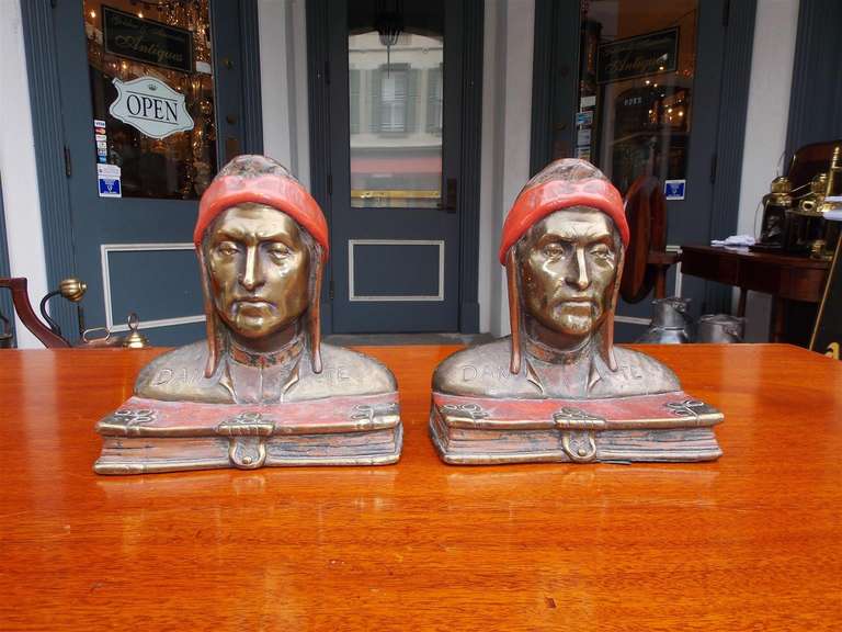 Pair of Austrian Cold Painted Bronze Bookends, Circa 1880